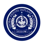 Global Dental Implant Academy Fellow logo representing advanced certification in dental implantology