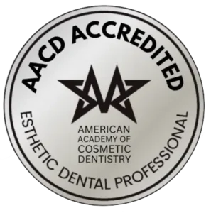 ACD Accredited Esthetic Dental Professional badge from the American Academy of Cosmetic Dentistry