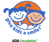 ADA Foundation Give Kids A Smile logo featuring two smiling children, symbolizing free dental care for kids
