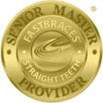 Gold Fastbraces Senior Master Provider badge representing advanced orthodontic certification